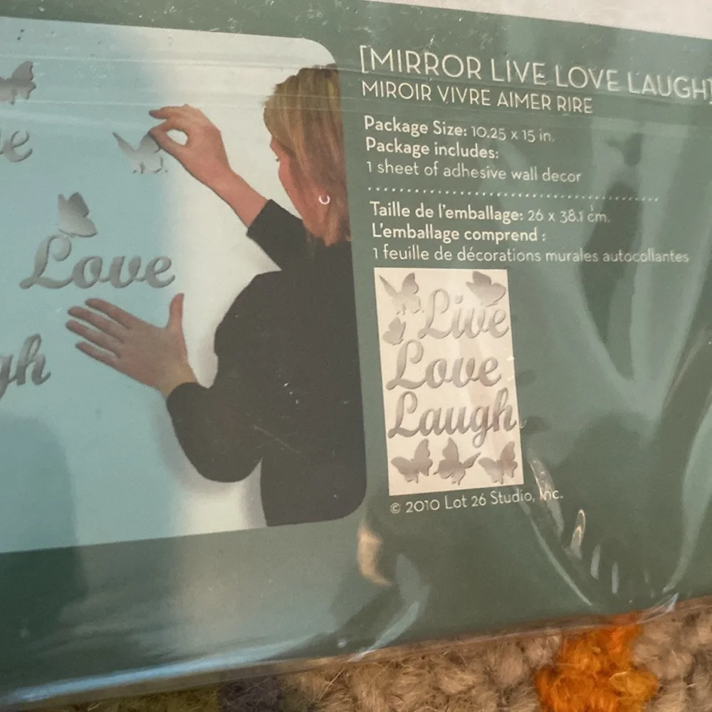 NWT Mirrored “Live Love Laugh” & Butterflies Wall Decor